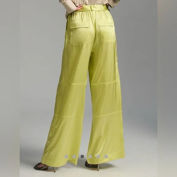 Hutch Anthropologie Satin Utility Pants - Chartreuse - PLUS 3X - HEMMED - Picture 15 of 16